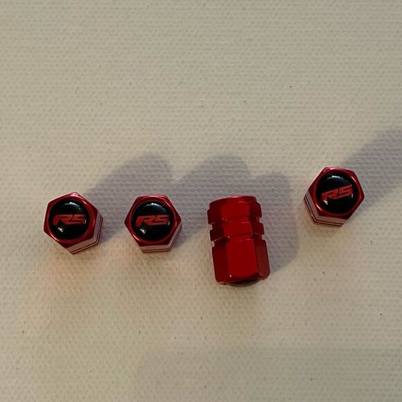 RS Rally Sport Valve Stem Caps in Red Set of 4 NWT - Picture 1 of 4